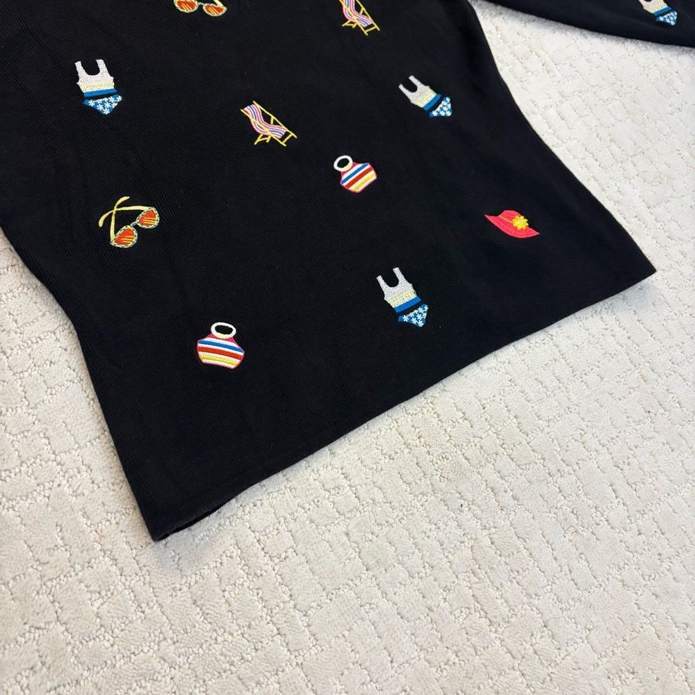Vintage Alexandra Bartlett Sweater Women's Sz L Black Summer Beach Preppy Casual - Picture 6 of 12